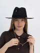Капелюх Федора з рафія з золотистим ланцюгом з перлинами D.Hats чорний - зображення 5