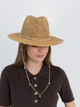 Шляпа Федора из рафия с золотистой цепью с жемчужинами D.Hats коричневая - изображение 1