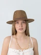 Шляпа федора с золотистой цепью с сердцами D.Hats Коричневая - изображение 3