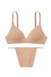 Комплект белья: бюстгальтер с уплотнённой чашкой и трусики слип Victoria's Secret 75C/M Бежевый (153904) - изображение 1