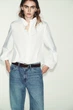 Поплінова блуза з воланами Zara 2011/255 XS Біла (02011255250XS) - изображение 1