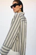 Смугаста сорочка zw collection оверсайз Zara 9479/008 M Бежева (09479008091М) - изображение 3