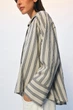 Смугаста сорочка zw collection оверсайз Zara 9479/008 M Бежева (09479008091М) - изображение 5