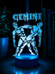 3D ночник Близнецы Gemini/на батарейке/ из акрила на синий LED-подставке/декоративный светильник/Знак зодиака - изображение 8
