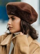 Женский берет Alpaca из экомеха коричневый (шоколад) - изображение 2