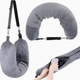 Подушка-сумка для путешествий с отделением для вещей, подушка рогалик для шеи U-образная серая - изображение 2