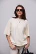 В'язана кофта oversize з коротким рукавом - молочний колір, ONE SIZE - зображення 1