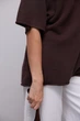 В'язана кофта oversize з коротким рукавом - коричневий колір, ONE SIZE - зображення 4