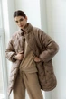 Жіноча стьобана куртка з коміром-стійкою та вишивкою Seventeen XXL-3XL Бежевий (2000000183572) - зображення 5