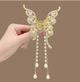 Крабик для волос с кисточками и жемчужинами в форме бабочки Butterfly Pearl - изображение 3