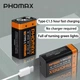 Акумуляторний комплект Li-Ion 9V (Крона) PHOMAX 4400 mWh з портом Type-C (2 шт. + кейс) - изображение 4