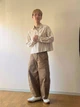 Укороченная рубашка свободного кроя JW Anderson Uniqlo в полоску 1159863184 (Бежевый XXL) - изображение 7