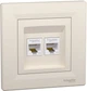 Розетка комп'ютерна RJ45 UTP кат. 5Е подвійна Schneider Electric Asfora Крем EPH4400123 - зображення 1