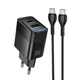 Сетевое зарядное устройство hoco. CS112A Lounge, PD30W/QC3.0, 2 порта USB-A и Type-C, быстрая зарядка 30W, кабель Type-C to Type-C в комплекте Black - изображение 1