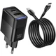 Сетевое зарядное устройство hoco. CS112A Lounge, PD30W/QC3.0, 2 порта USB-A и Type-C, быстрая зарядка 30W, кабель Type-C to Type-C в комплекте Black - изображение 3