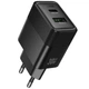 Мережевий зарядний пристрій hoco. CS112A Lounge, PD30W/QC3.0, 2 порти USB-A та Type-C, швидка зарядка 30W Black - зображення 4
