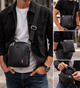 Чёрная кожаная сумка мессенджер на два отделения Marco Coverna 7705-1A black - изображение 9