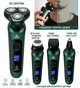 Електробритва чоловіча 4 в 1 Shaver 9D акумуляторна, тример для бороди та скронь, бритва для носа, водонепроникна, LCD-дисплей, зелена - изображение 5