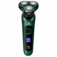 Електробритва чоловіча 4 в 1 Shaver 9D акумуляторна, тример для бороди та скронь, бритва для носа, водонепроникна, LCD-дисплей, зелена - изображение 7