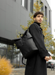 Городской водоотталкивающий городской рюкзак-ролтоп Sambag RollTop из экокожи Черный - изображение 3