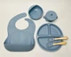 Набор детской посуды 26X-33, 6 предметов, голубой, силиконовая, с тарелкой на присоске, нагрудником и приборами - изображение 5