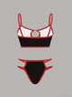 Комплект женского белья Хелоу Кити Топ и трусики Hello Kitty Lingerie Set Аниме Санрио Y2K тренд (черно-красный) M - изображение 4