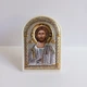 Икона серебряная 6,2х8,8 см на белом пластике. Спаситель. - изображение 1