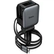Зарядне автомобільне Hoco Z67A PD60W+QC3.0 швидка зарядка з кабелями Type-C/Lightning та дисплеєм для пристроїв в машину Сірий - изображение 3