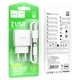 Мережевий зарядний пристрій HOCO C141A Smart dual-port charger Type-C cable 10.5W White - изображение 6