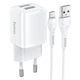 Мережевий зарядний пристрій HOCO N8 Briar dual port charger Micro USB cable 12W White - зображення 1
