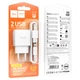 Мережевий зарядний пристрій HOCO C141A Smart dual-port charger Lightning cable 10.5W White - зображення 6