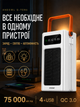 Павербанк Andowl Q-TD86X1 75000 мАг Power Bank зовнішній акумулятор із сонячною батареєю LED-ліхтарем швидким заряджанням QC 3.0 4 USB вбудованими кабелями Lightning Type-C для телефона білий - зображення 4