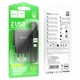 Мережевий зарядний пристрій HOCO C141A Smart dual-port charger Type-C cable 10.5W Black - зображення 8