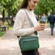 Яскрава жіноча сумка з накладною кишенею з натуральної шкіри Vintage 22639 зелена - зображення 2