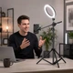 Штатив для телефона с кольцевой LED лампой и штангой-журавлем, регулировка высоты 55–170 см - изображение 4
