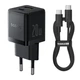 Зарядний пристрій Baseus Palm Fast Charger 20W Мережевий адаптер Type-C/USB зі швидкою зарядкою QC3.0/PD3.0 та кабелем Type-C to Type-C 60W, Чорний - зображення 1
