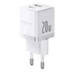 Зарядний пристрій Baseus Palm Fast Charger 20W Мережевий адаптер Type-C/USB зі швидкою зарядкою PD3.0/QC3.0, Білий - зображення 1