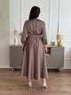 Нарядное атласное платье на запах мокко FashionYouWant L/XL кофейный 43458040 - изображение 2