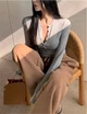 Женский лонгслив с вырезом и пуговицами / Серый 42-46 / BASED 0227331 - изображение 6