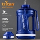 Еко-пляшка KANGZYUAN 2200 мл (2.2 л) — Синя Tritan BPA-free, ударостійка, спортивна з ручкою та ремінцем - зображення 8