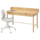 RIDSPÖ/LÅNGFJÄLL Письменный стол и стул, бежевый/белый дуб IKEA - изображение 1