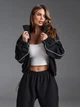 Теплый флисовый спортивный костюм без капюшона с кофтой на молнии ISSA PLUS 15876 S черный (issa2007682853649) - изображение 4