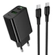 Мережевий зарядний пристрій HOCO CS94A Leader 20 Вт PD+QC USB Type-C + USB-A з кабелем Type-C – Type-C 1 м чорний - зображення 1