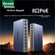 Стандартный PoE-коммутатор UGREEN с 8 портами и питанием от 10 гигабитных портов, разветвитель/конвертер сетевого кабеля для домашней системы видеонаблюдения, разветвитель для корпоративных сетей с двумя восходящими каналами 35372 - изображение 3
