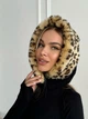 Женский капор Mink Leo меховой леопардовый черный - изображение 3