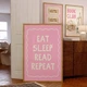Постер «Eat Sleep Read Repeat» бумажный розовый - изображение 3
