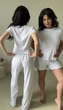 Женская пижама тройка футболка+шорты+брюки с рюшами Rose Amour L/XL белая SetWH121315 - изображение 3