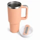 Термос термокружка Tumbler з ручкою, кришкою та трубочкою 30 см, Персик - зображення 4