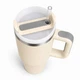 Термос термокружка Tumbler с ручкой, крышкой и трубочкой 30 см, Кремовый айвори - изображение 5