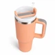 Термос термокружка Tumbler з ручкою, кришкою та трубочкою 30 см, Персик - зображення 7